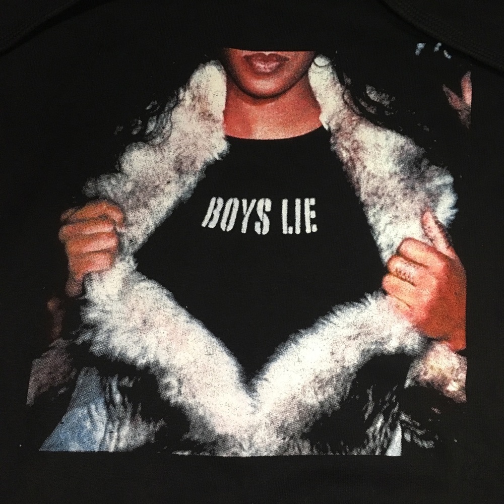 Women’s boys lie black hoodie - Picture 3 of 3